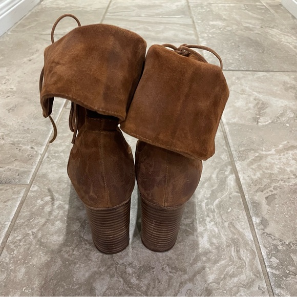 Free People Mila Heel Boots Women's Suede Ankle Bootie Tan Size 38, US 8 - Italy - Picture 5 of 13